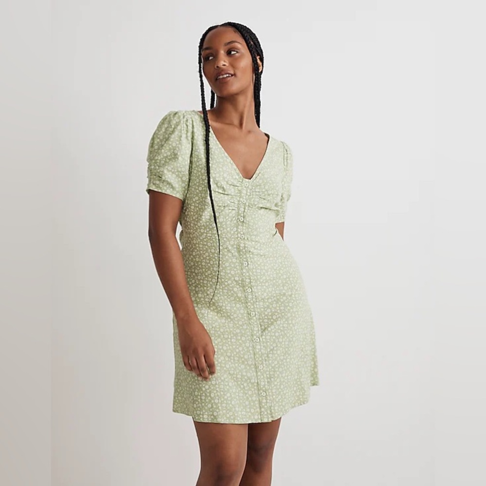 NWT Madewell V-Neck Button-Front Mini Dress